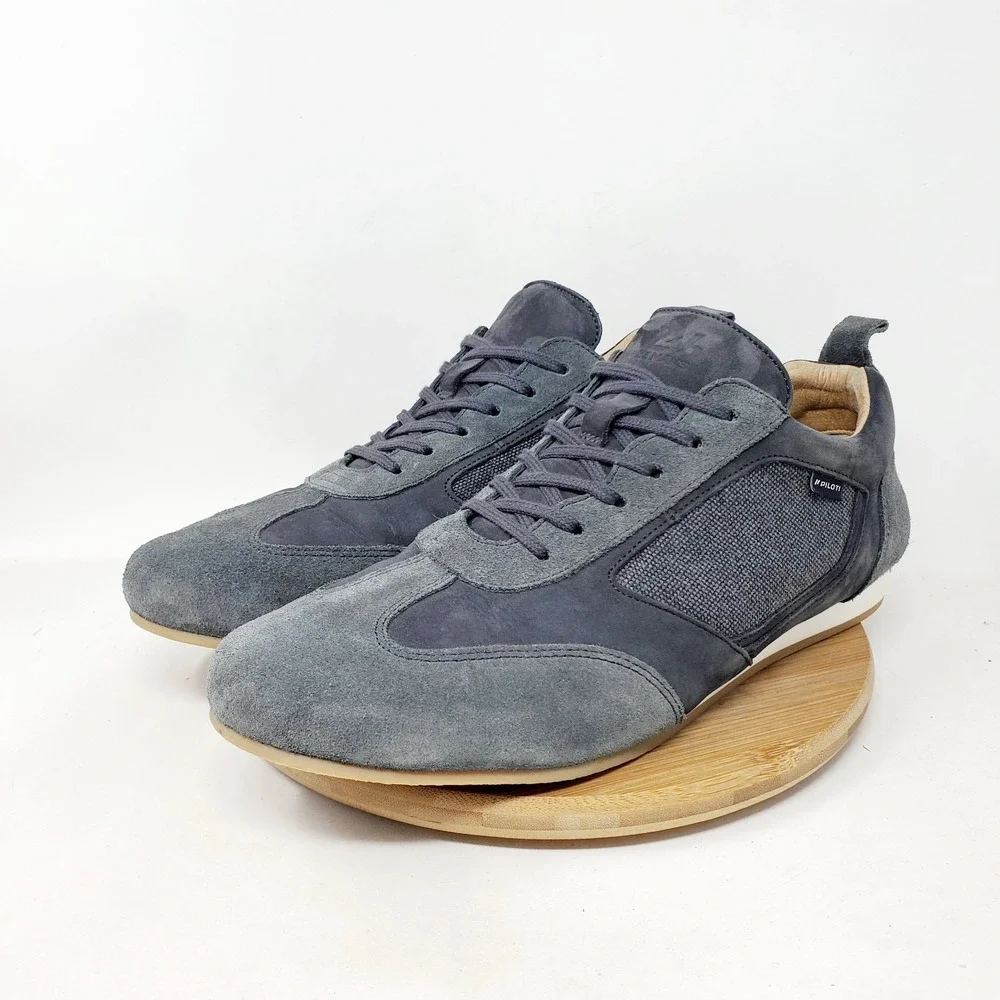Piloti Endurance Shoes Mens 10.5 Grey Suede Leather Le Mans Driving Sneaker